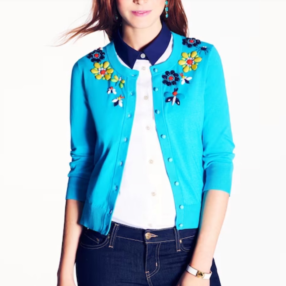 Kate‎ spade Floral Beaded Kati Cardigan with butterfly bee and flowers